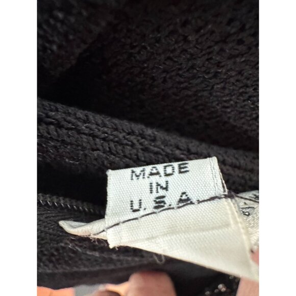 St. John Evening By Marie Gray Black Knit Rhinestone Button Down Top w/ Blemish - Picture 7 of 16